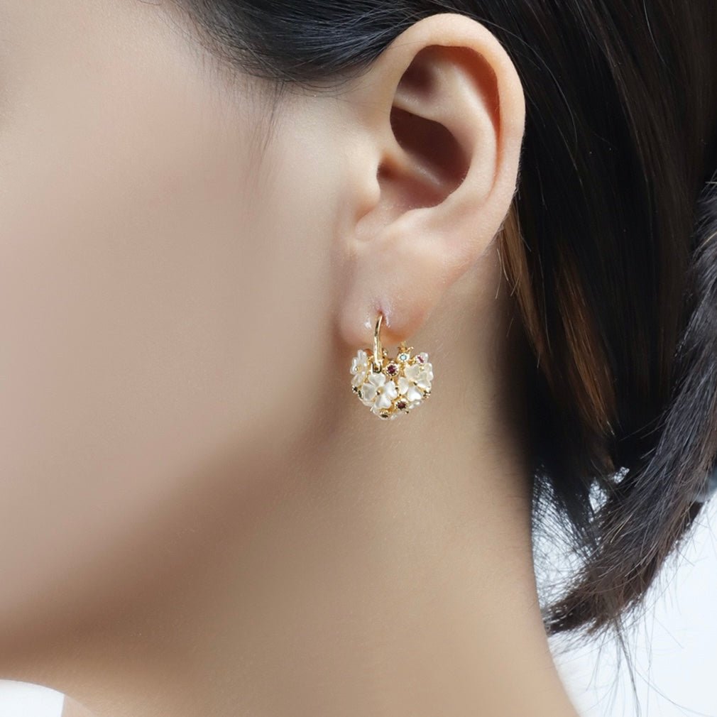 Romantic Flower Basket Hoop Earrings - Image 7