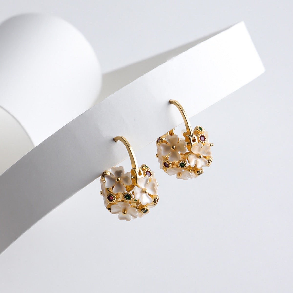 Romantic Flower Basket Hoop Earrings - Image 9