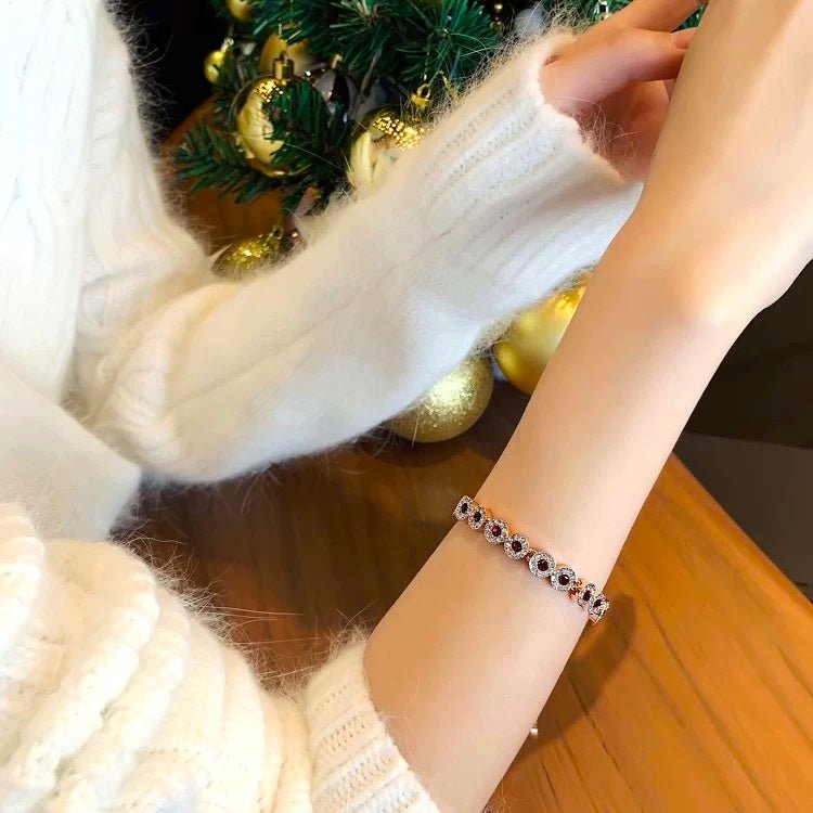 Rose Gold Plated Red Crystal Adjustable Chain Bracelet - Image 5