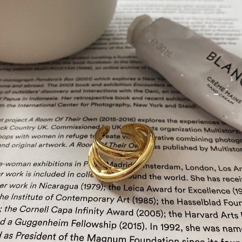 Bold Look Geometric Crossed Line Ring - Image 4