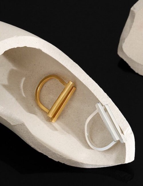 Bold Minimalist Geometric Double Bar Ring