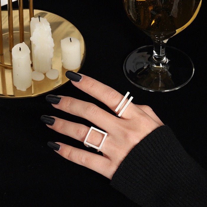 Bold Minimalist Geometric Double Bar Ring - Image 5