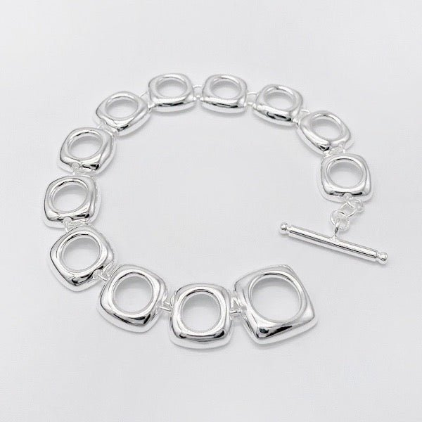 Bold Square Frame Links Bracelet-OT Buckle - Image 4