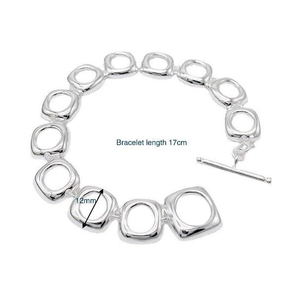 Bold Square Frame Links Bracelet-OT Buckle - Image 6
