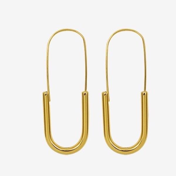 Minimal Design Paper Clip Hoop Earrings - Image 7