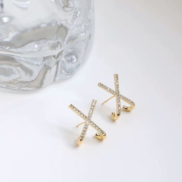 Minimalist Cross Sparkling Earrings - Image 7