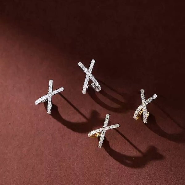 Minimalist Cross Sparkling Earrings - Image 2