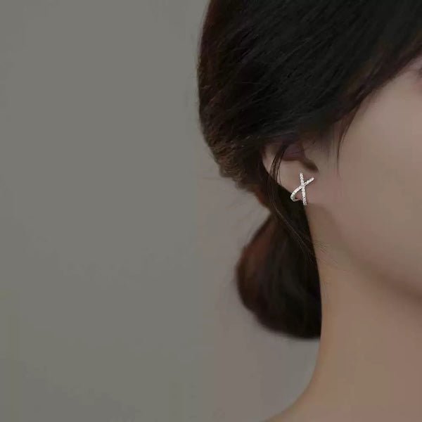 Minimalist Cross Sparkling Earrings - Image 3