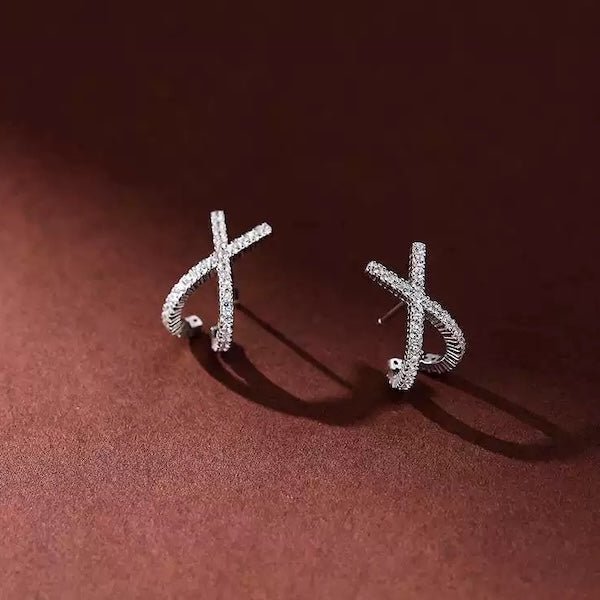 Minimalist Cross Sparkling Earrings - Image 4