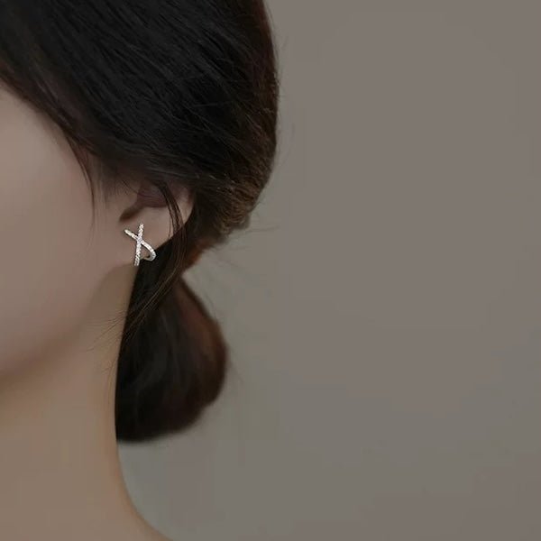 Minimalist Cross Sparkling Earrings - Image 5