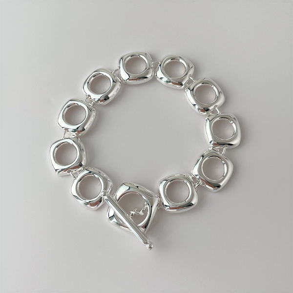 Bold Square Frame Links Bracelet-OT Buckle - Image 2