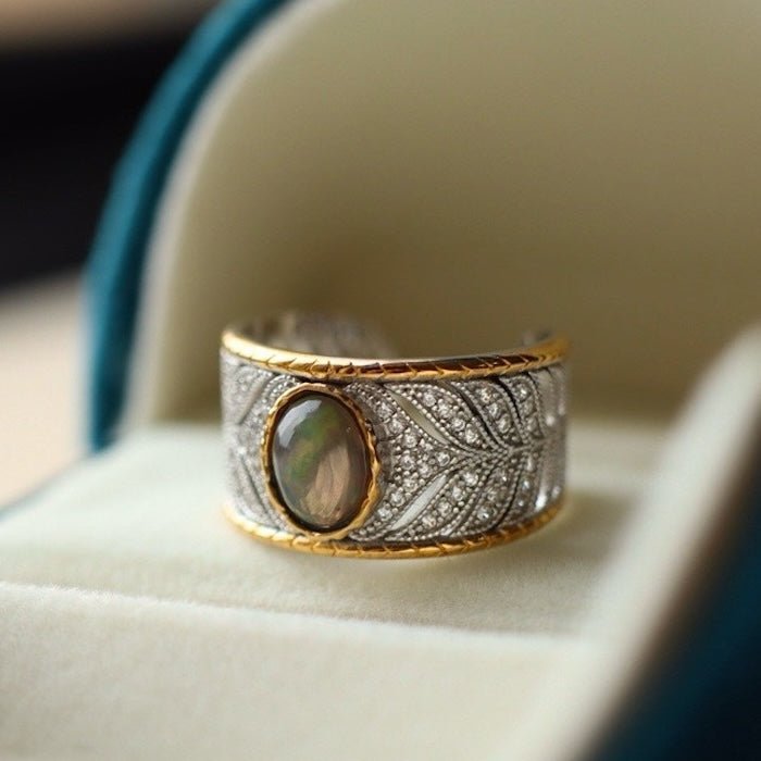 Eastern Royal Style Black Opal Ring - adjustable - Image 5