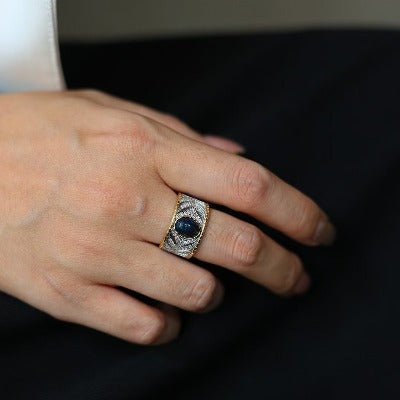 Eastern Royal Style Black Opal Ring - adjustable - Image 4