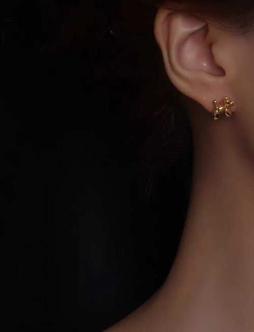 Cute Ballon Dog Small Ear Studs-Gold n Silver