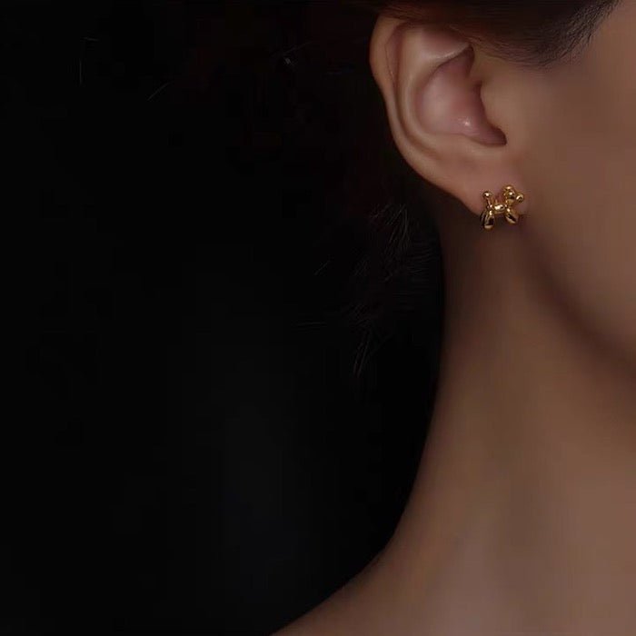 Cute Ballon Dog Small Ear Studs-Gold n Silver