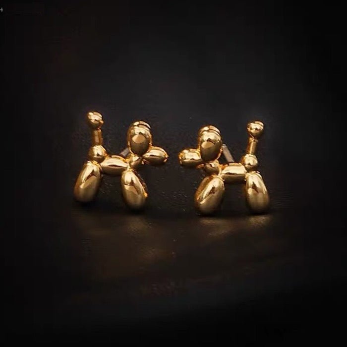 Cute Ballon Dog Small Ear Studs-Gold n Silver - Image 4