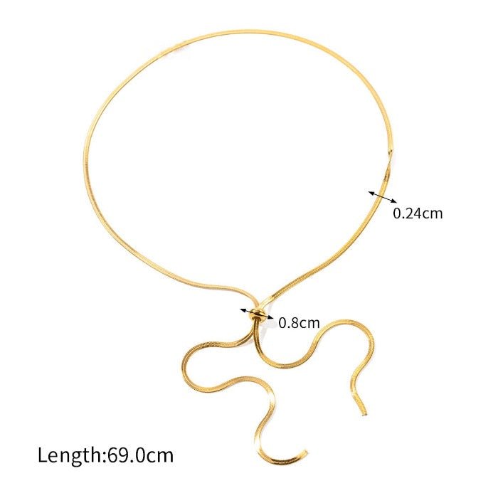 Minimalist Herring Bone Chain Pull-Out Necklace - Image 4