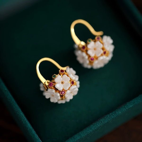Romantic Flower Basket Hoop Earrings - Image 4