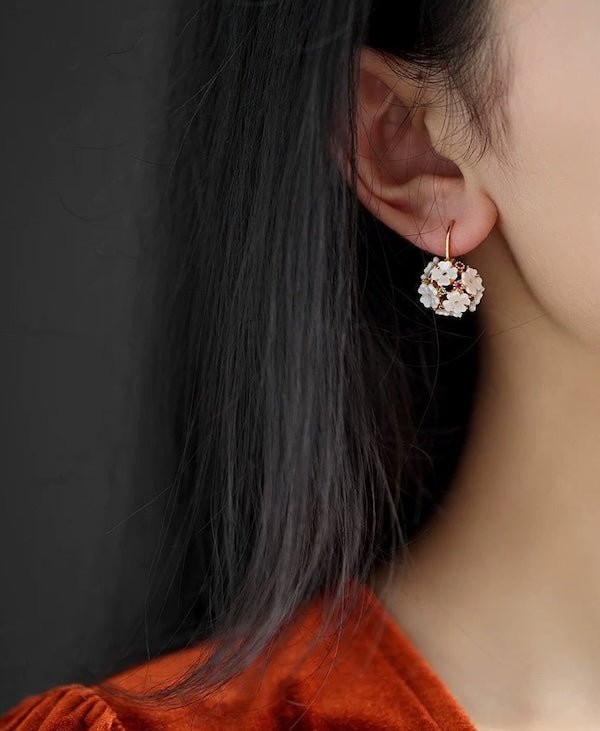 Romantic Flower Basket Hoop Earrings - Image 5