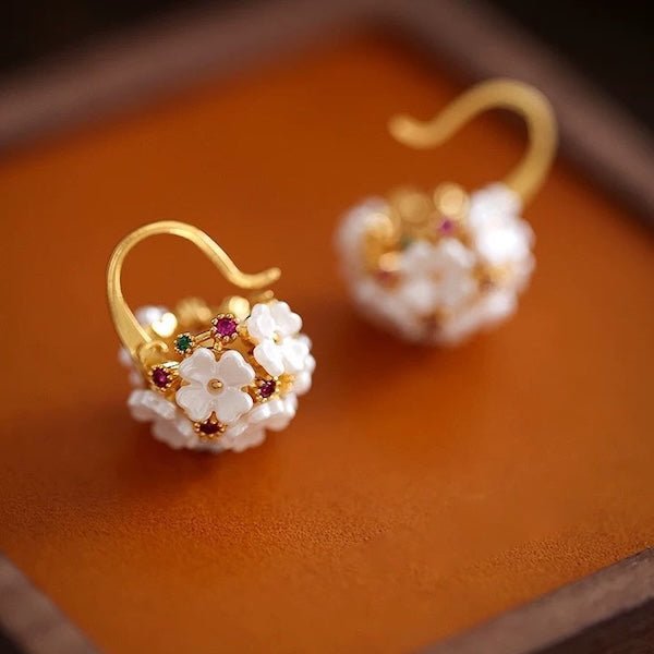 Romantic Flower Basket Hoop Earrings - Image 2