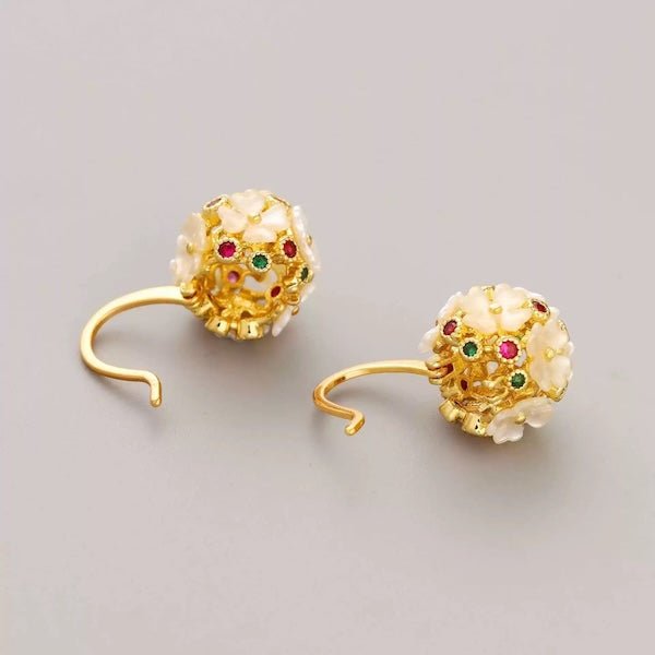 Romantic Flower Basket Hoop Earrings - Image 6