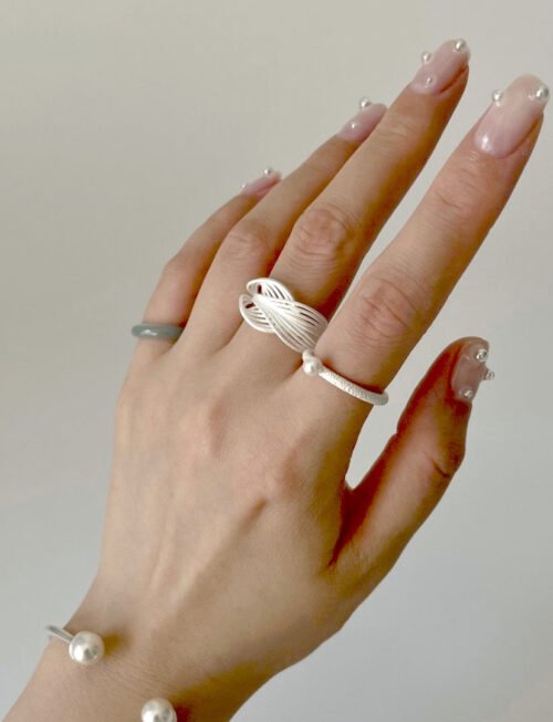 Sterling Silver Knotted Net Rings