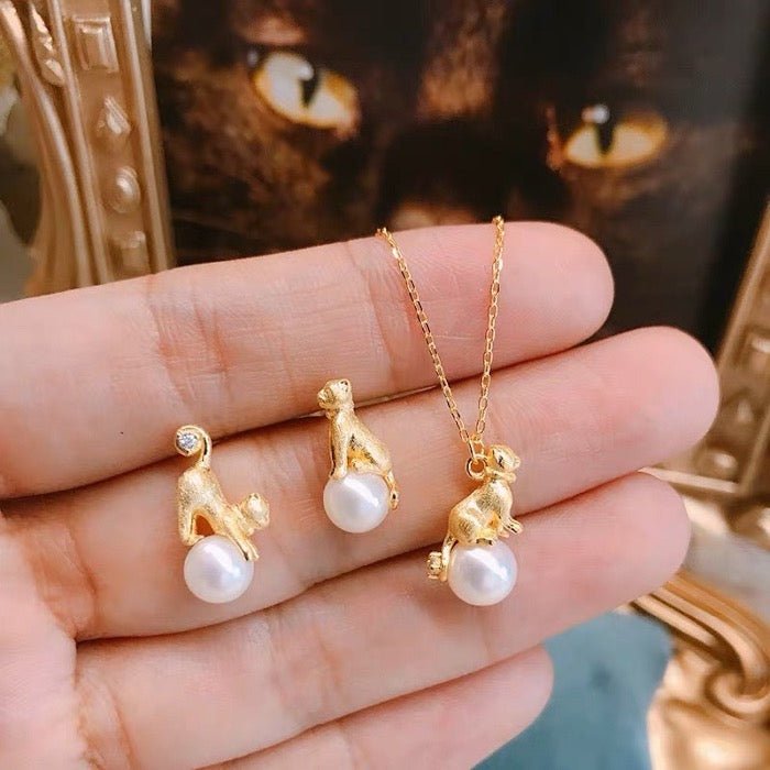 Cute Asymmetrical Cat Earrings n Necklace - Image 9