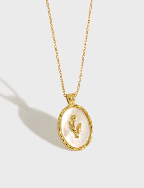 Timeless MOP tulip pendant necklace