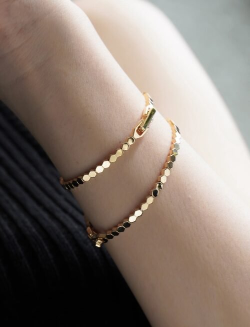 Gold Vermeil Hexagon Chain Bracelets