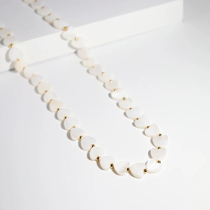 Mother of Pearl Heart Beads Necklace with OT Buckle - Image 3