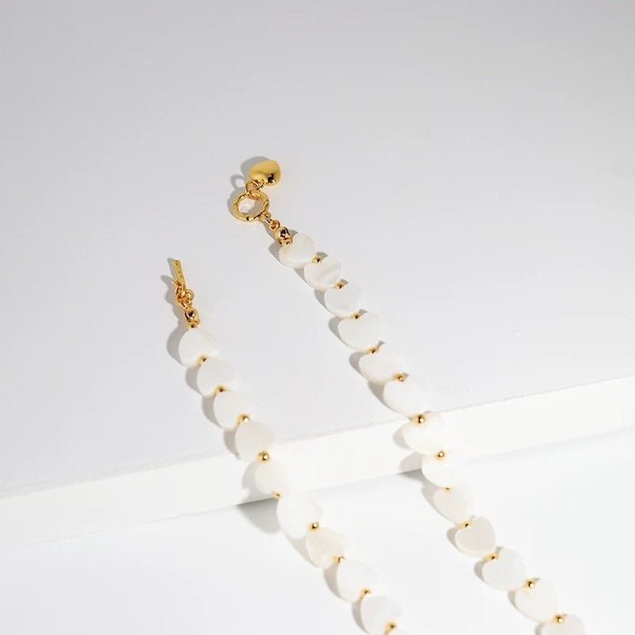 Mother of Pearl Heart Beads Necklace with OT Buckle - Image 6