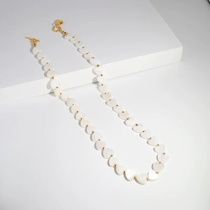 Mother of Pearl Heart Beads Necklace with OT Buckle - Image 7